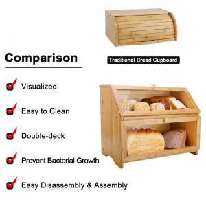 ERGODESIGN Large and Eco-Friendly Bamboo Bread Box for Kitchen Countertop