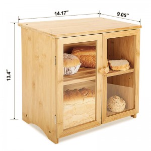 Eco-Friendly Bamboo Bread Storage Box with Cutting Board for Kitchen