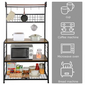 ERGODESIGN Multifunctional Kitchen Bakers Rack with Mesh Wire Grid Storage Shelf and Metal Frame