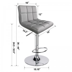 Modern Faux Leather Bar Stools with Adjustable Height and Light Grey Bar Stools