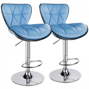 ERGODESIGN Sky Blue Bar Stools with Shell Back, Height Adjustable