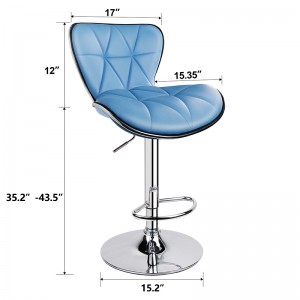 ERGODESIGN Sky Blue Bar Stools with Shell Back, Height Adjustable