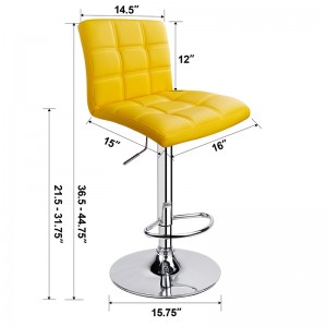 Adjustable Height Bar Stools with Square Back and Footrest Yellow Bar Stools Set of 2