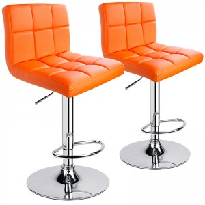 Swivel Bar Stools with Classic Back and Ajustable Height Orange Bar Stools Set of 2