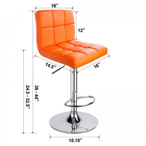 Swivel Bar Stools with Classic Back and Ajustable Height Orange Bar Stools Set of 2