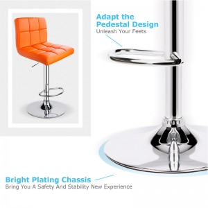 Swivel Bar Stools with Classic Back and Ajustable Height Orange Bar Stools Set of 2