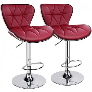 Adjustable Height Bar Stools with Shell Back Patented Design Wine Red Bar Stools Set of 2