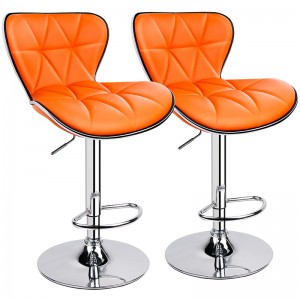 Adjustable Height Bar Stools with Shell Back and Seat Orange Bar Stools Set of 2