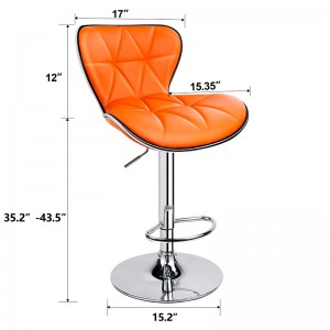 Adjustable Height Bar Stools with Shell Back and Seat Orange Bar Stools Set of 2