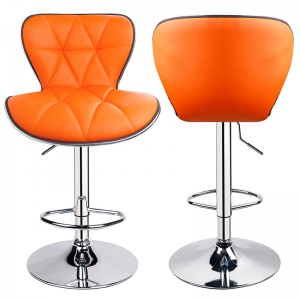 Adjustable Height Bar Stools with Shell Back and Seat Orange Bar Stools Set of 2