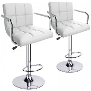 White Bar Stools with Arms and Adjustable Height Bar Stools