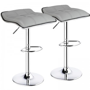 Adjustable Light Grey Bar Stools and 360° Swivel Backless Bar Stools