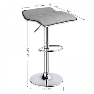 Adjustable Light Grey Bar Stools and 360° Swivel Backless Bar Stools