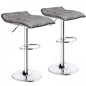 Backless Bar Stools with Adjustable Height and 360° Swivel Grey Bar Stools