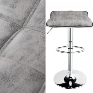 Backless Bar Stools with Adjustable Height and 360° Swivel Grey Bar Stools