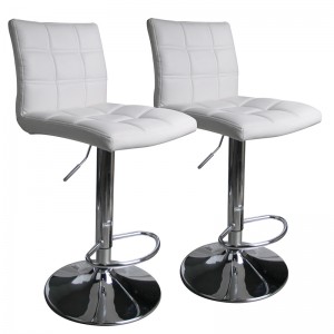 ERGODESIGN Adjustable White Bar Stools with Backs Set of 2