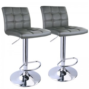 Modern Grey Bar Stools with Adjustable Height and 360° Rotation