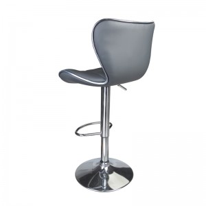 Ergonomic Bar Stools with Shell Back design Breathable PU Leather Seat with Chromed Base Grey Bar Stools Set of 2