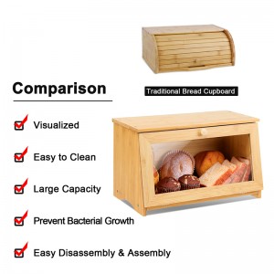 ERGODESIGN Single-Layer Bamboo Bread Box for Kitchen Counter