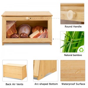 ERGODESIGN Single-Layer Bamboo Bread Box for Kitchen Counter