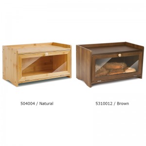 Single Layer Bamboo Bread Box with Raised Edges Brown Bread Bins for Bread Storage