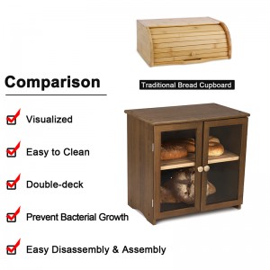 Good Quality Bread Storage Box with Movable Cutting Board Double Layers Bamboo Bread Box