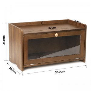 Single Layer Bamboo Bread Box with Raised Edges Brown Bread Bins for Bread Storage