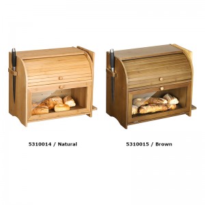 ERGODESIGN Large Rustic Bread Boxes with Clear Roll Top and Holders for Knife and Cutting Board