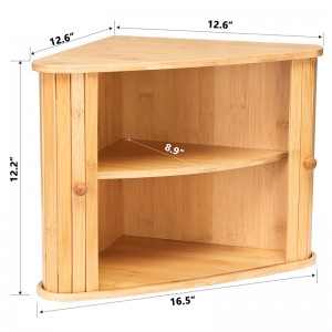 ERGODESIGN Bamboo Corner Bread Box Double Layers with Sliding Pocket Doors