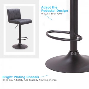 ERGODESIGN Retro Adjustable Bar Stools with Square Back in Black Base Set of 2