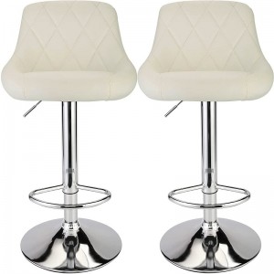 ERGODESIGN PU Leather Swivel Bar Stools with Semicircular Back Set of 2