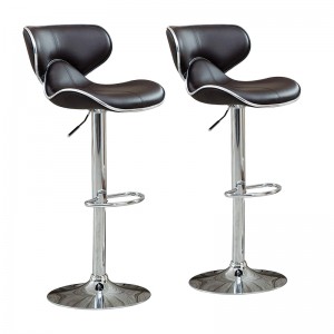 ERGODESIGN Leather Swivel Bar Stools with Shell Back Set of 2