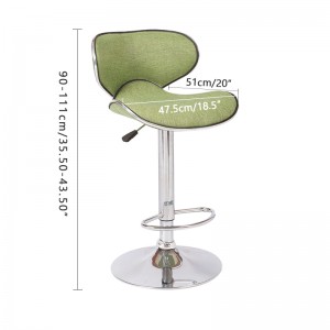 Adjustable Height Bar Stools with Shell Back Green Bar Stools Leather Counter Stools Set of 2