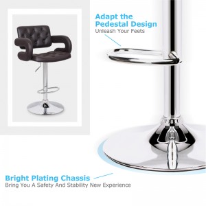 ERGODESIGN Leather Swivel Bar Stools with Hollow Back and Armrest