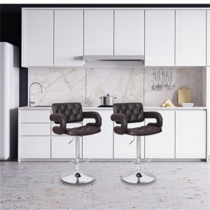 ERGODESIGN Leather Swivel Bar Stools with Hollow Back and Armrest