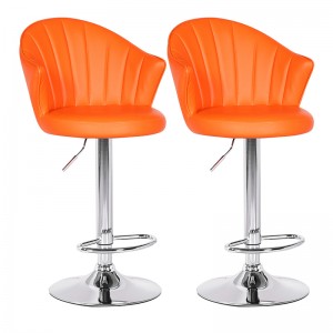 Adjustable Bar Stools with Backs and Arms Set of 2 Orange Bar Stools