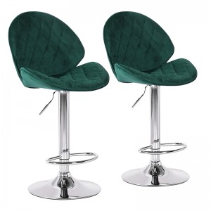 Height Adjustable Bar Stool with Backs Dark Green Bar Stools Set of 2