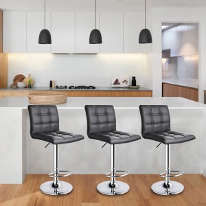 PU Leather Adjustable Height Bar Stools for Kitchen Pub Office with 360 Degree Swivel Brown Bar Stools