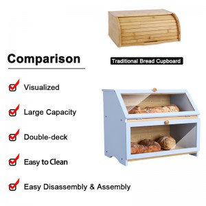 Extra Large Bread Box with 2 Layers for Bread Storage Gift Box for Bread Blue Bread Bins