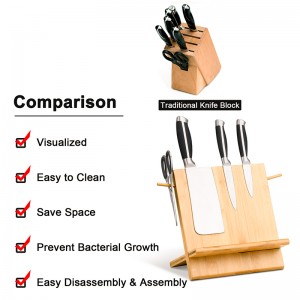 ERGODESIGN Double-Sided Magnetic Bamboo Knife Block Small