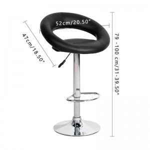 ERGODESIGN Adjustable PU Leather Bar Stools with Round Hollow Back Set of 2