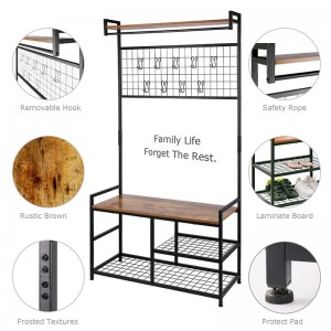 ERGODESIGN 3-in-1 Coat Rack with Shelf and Metal Grid