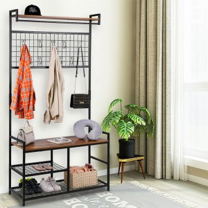 ERGODESIGN 3-in-1 Coat Rack with Shelf and Metal Grid