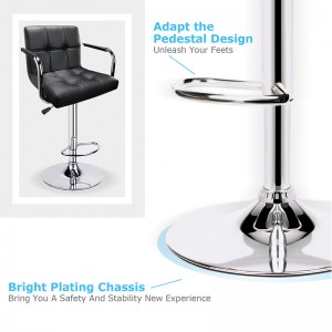 Modern Style Swivel Bar Stools with Armrest PU Leather Height Adjustable